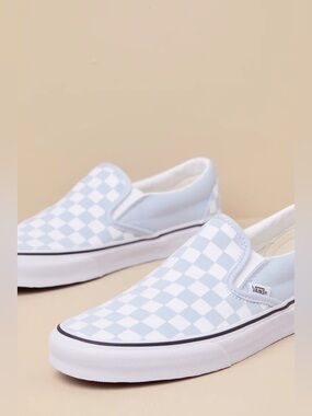 NWOT Vans Checkerboard Slip-On in Baby blue and White